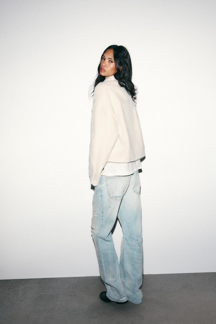 ZWEIREIHIGE FAUX-FELL-JACKE