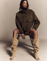 Split kitten heel boots